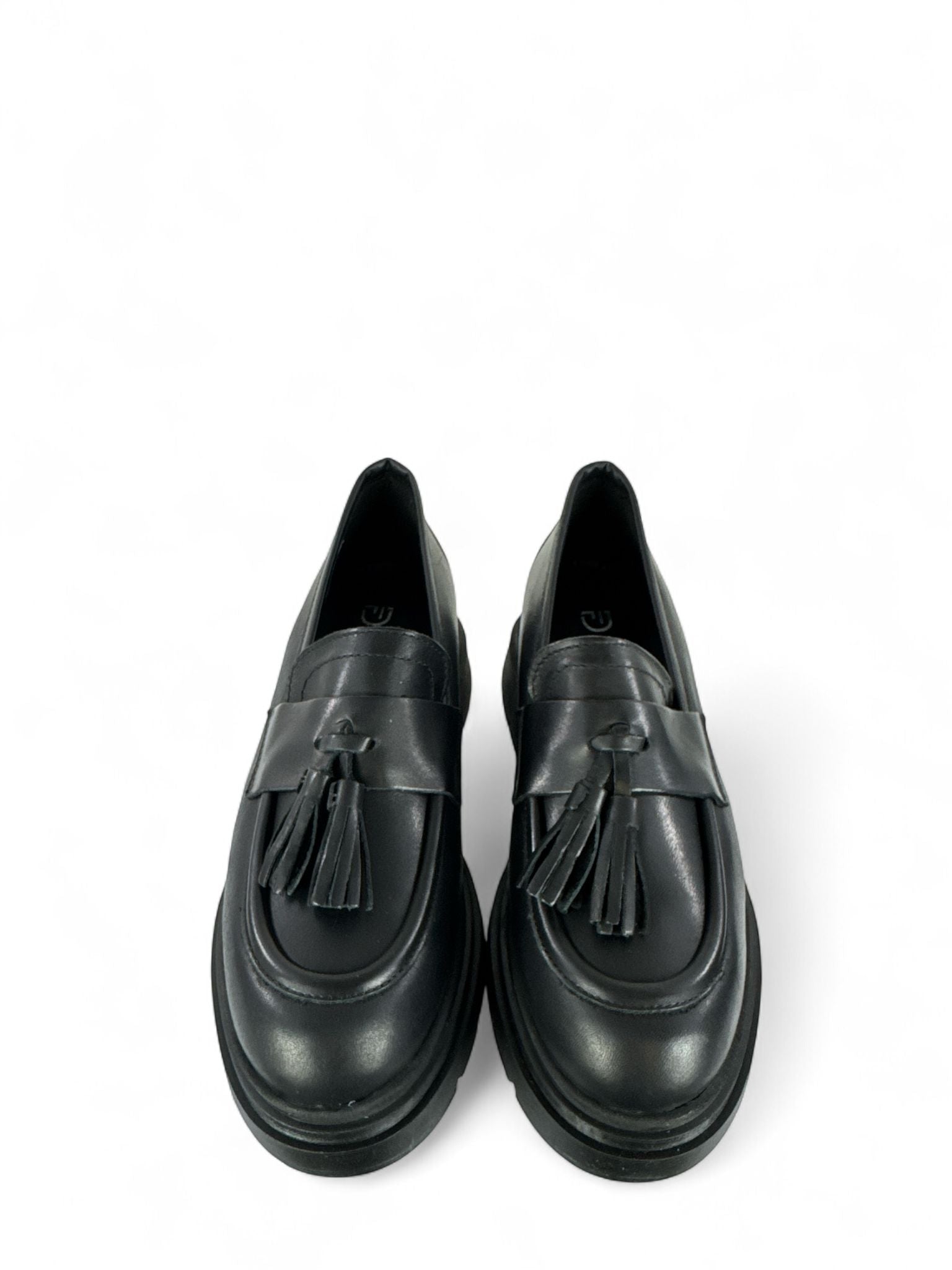 DIVINE FOLLIE Mocassino donna in pelle con nappe nero