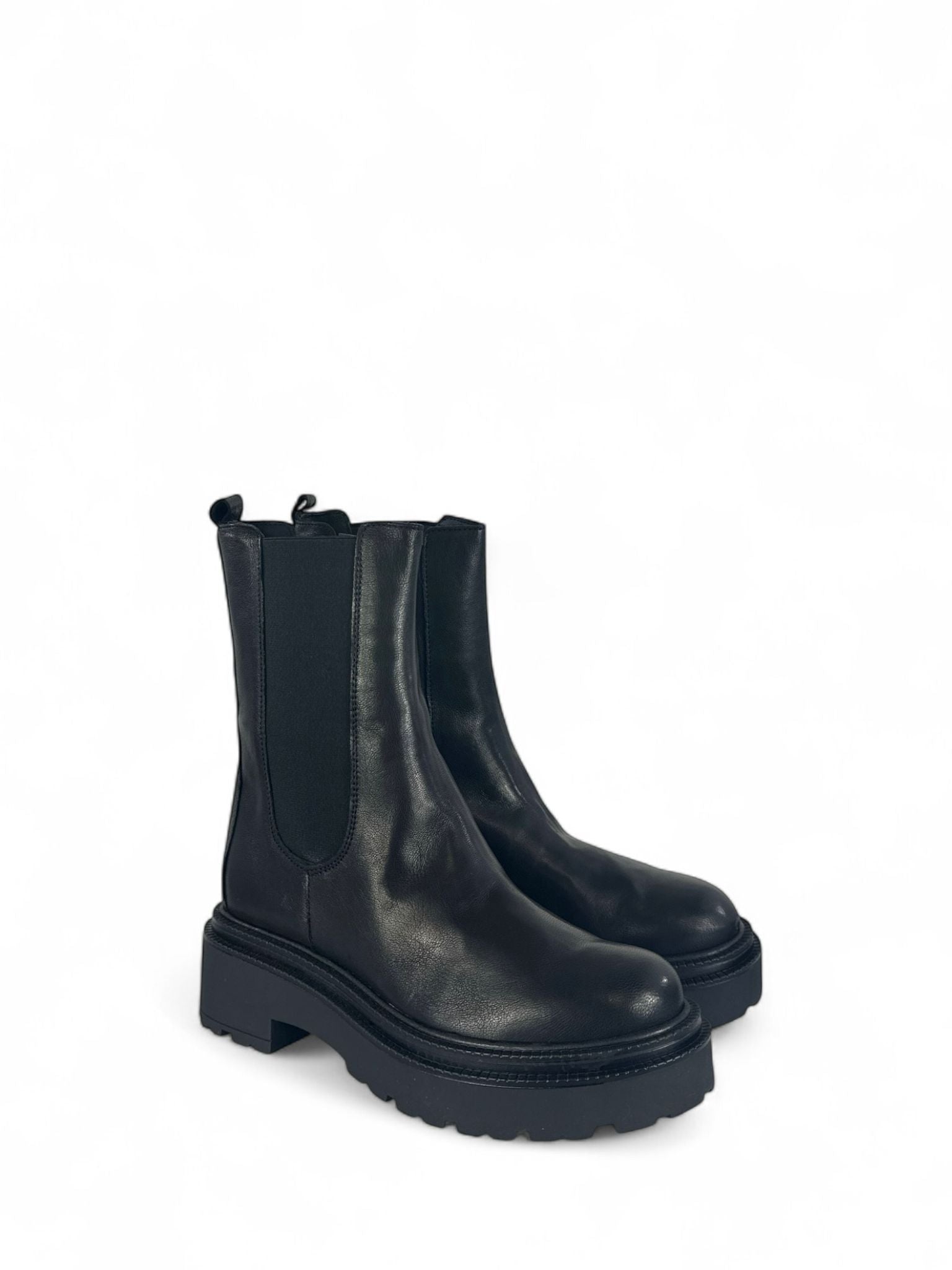 DIVINE FOLLIE Beatles donna il pelle con zip nero
