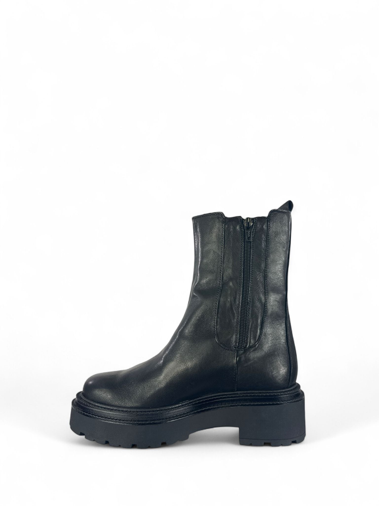 DIVINE FOLLIE Beatles donna il pelle con zip nero