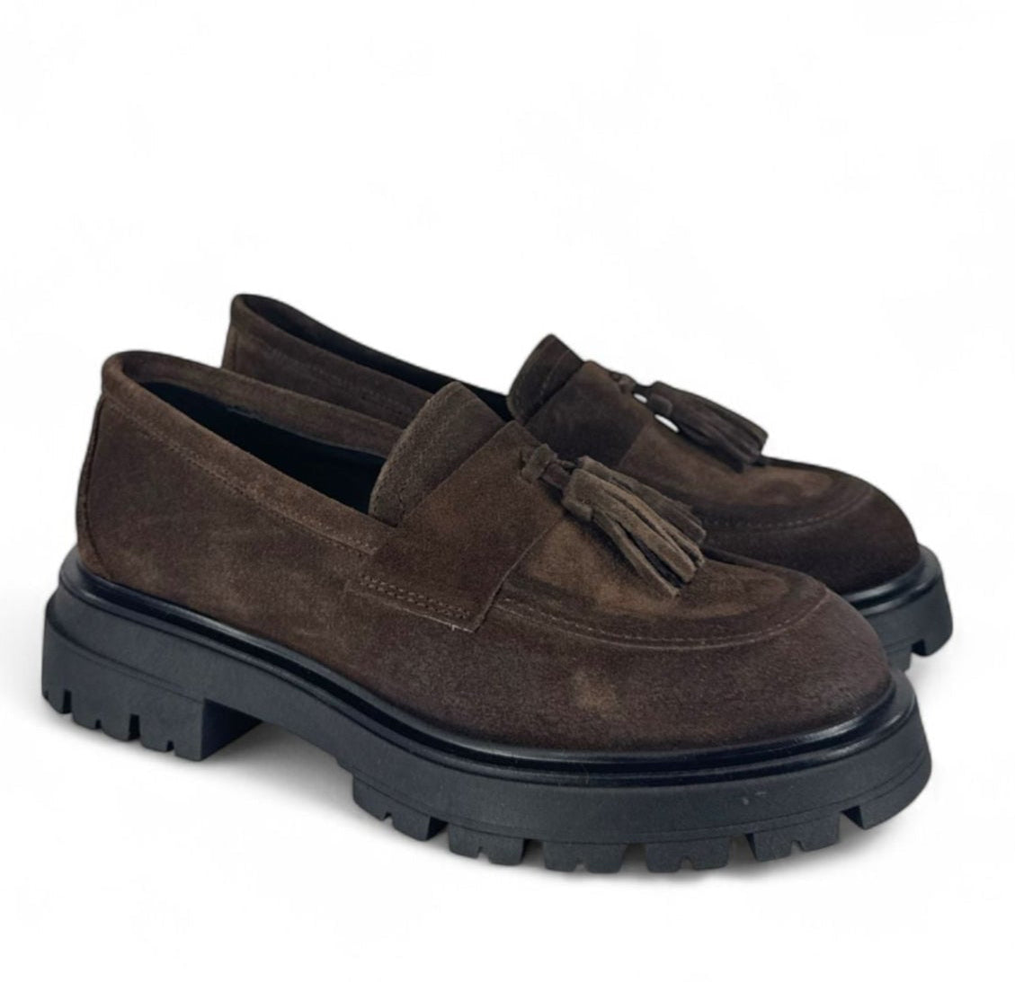 DIVINE FOLLIE MOCASSINO IN CROSTA MORO CON NAPPE