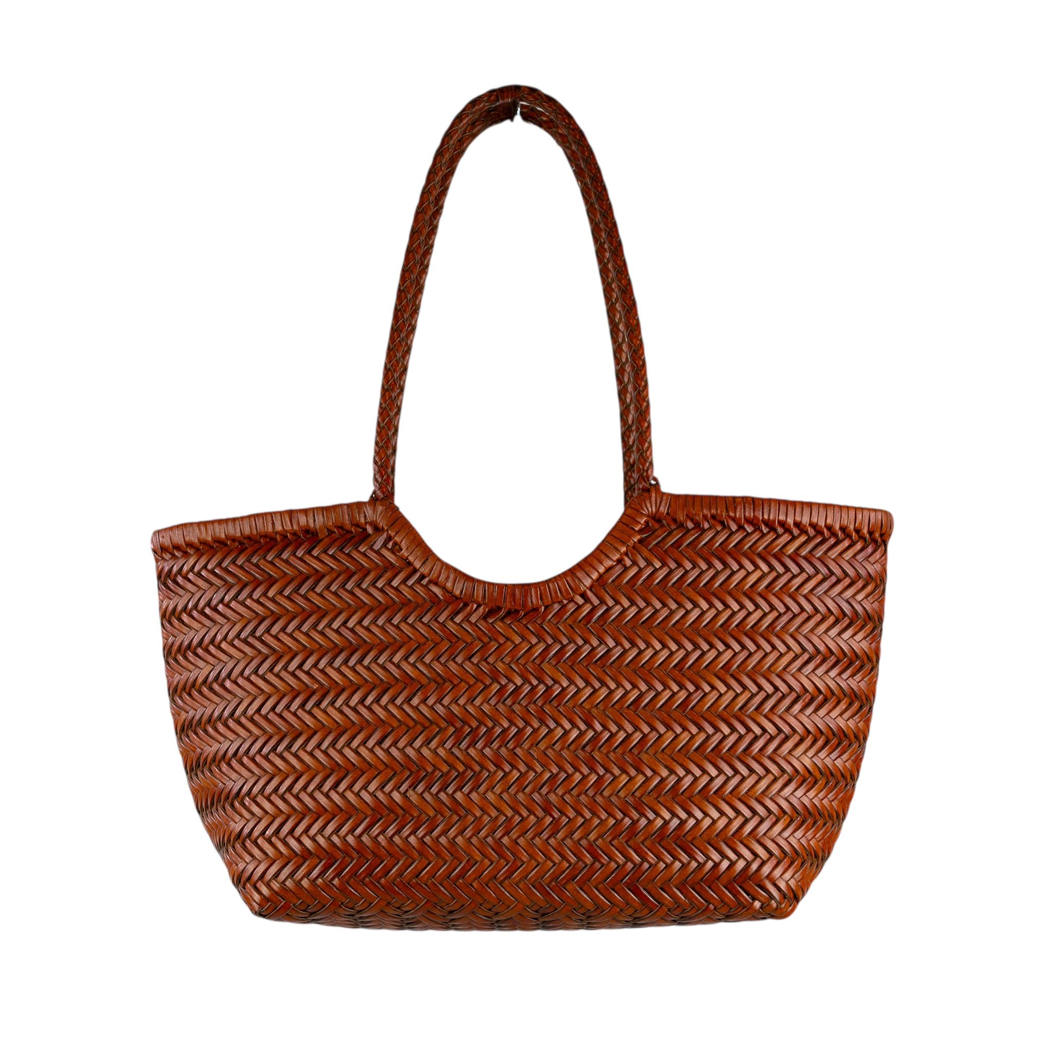 Cecile MI borsa donna piccola modello shopping in pelle intrecciata cuoio