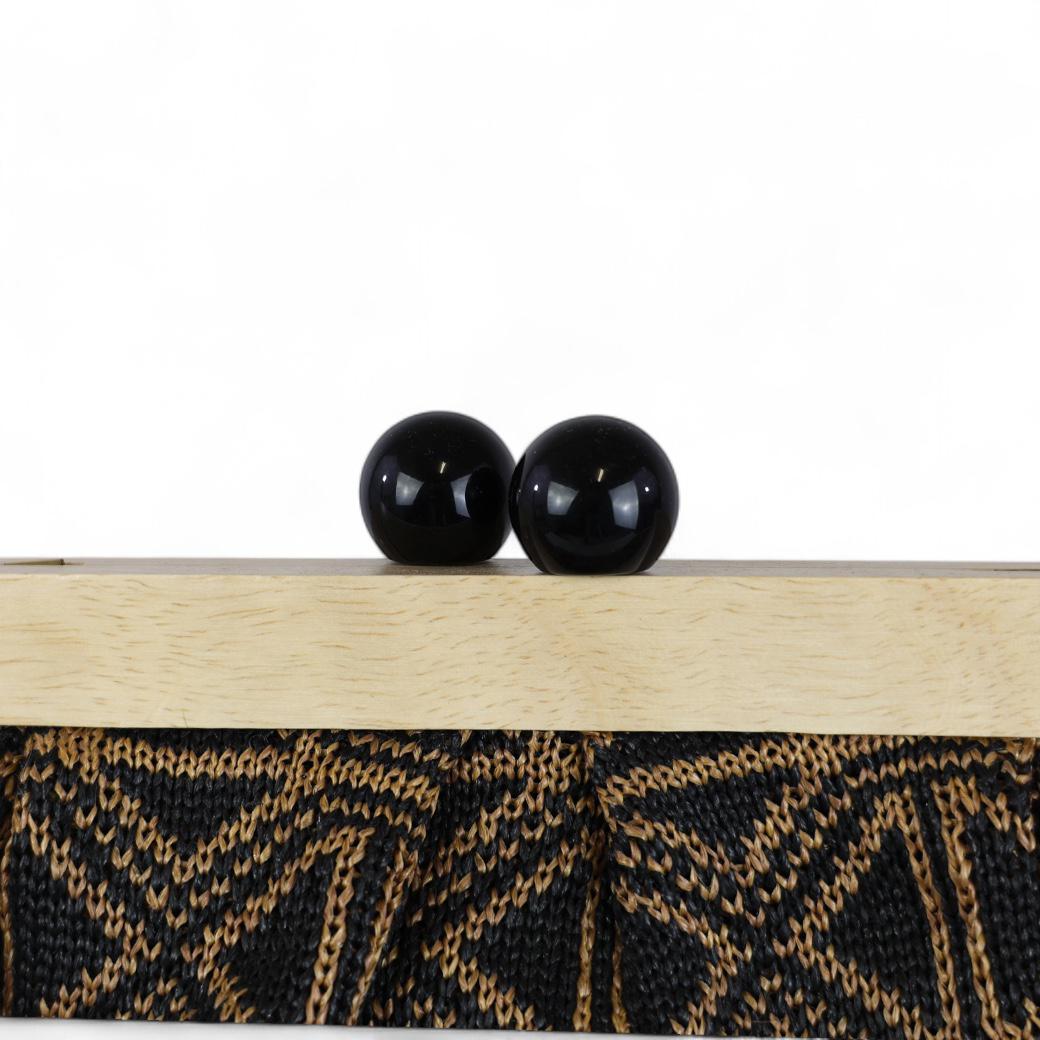 Cecile MI clutch in maglia bicolore color cuoio e nero