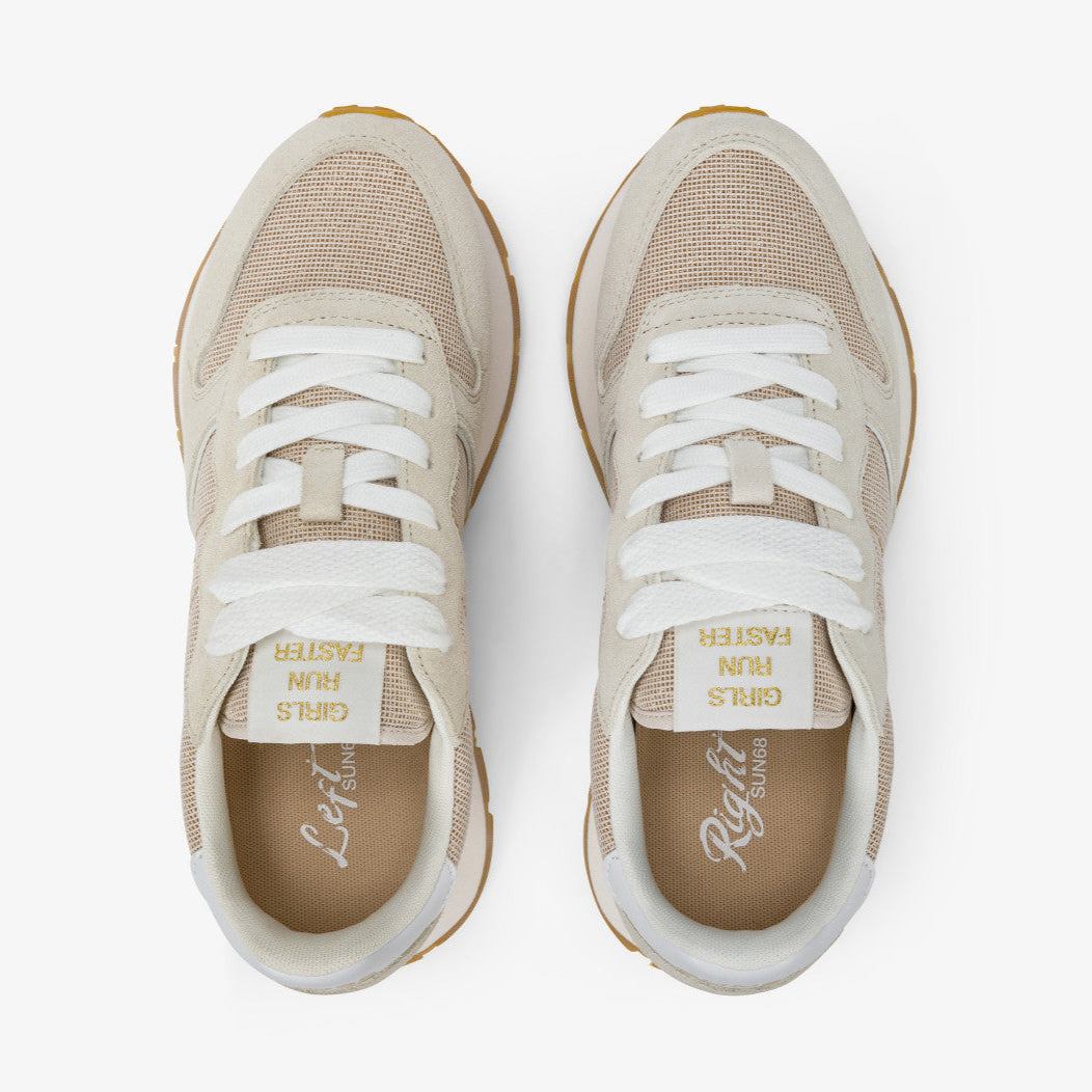 SUN68 Sneaker donna suede e lurex beige e oro