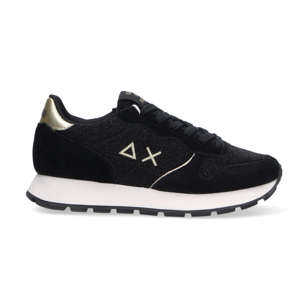 SUN68 Sneaker donna in lurex e suede nero
