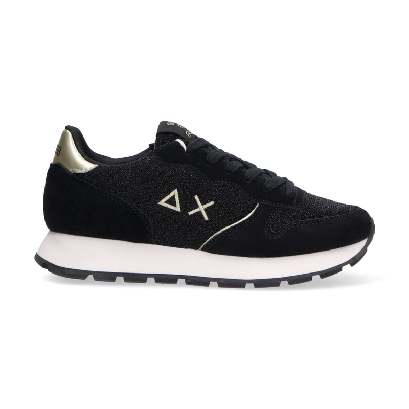 SUN68 Sneaker donna in lurex e suede nero