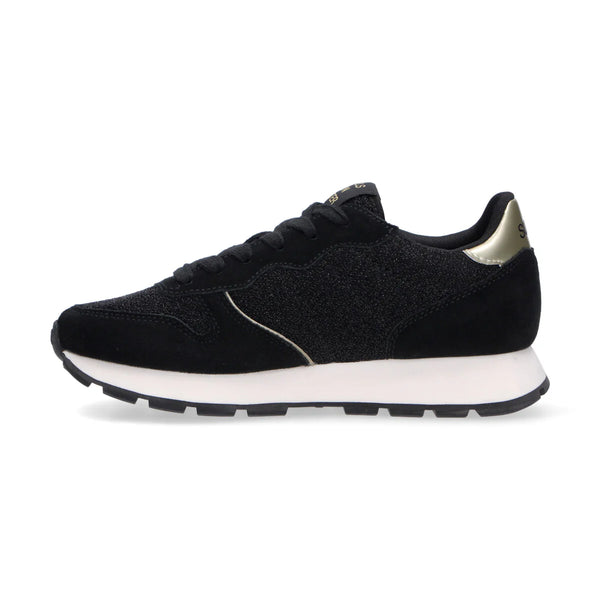 SUN68 Sneaker donna in lurex e suede nero