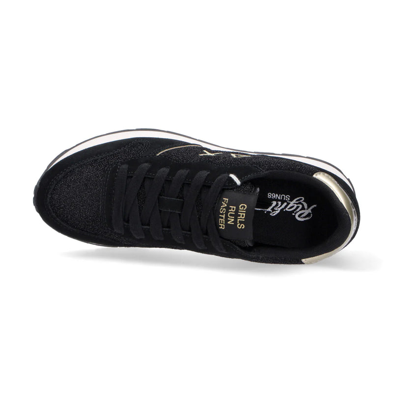 SUN68 Sneaker donna in lurex e suede nero