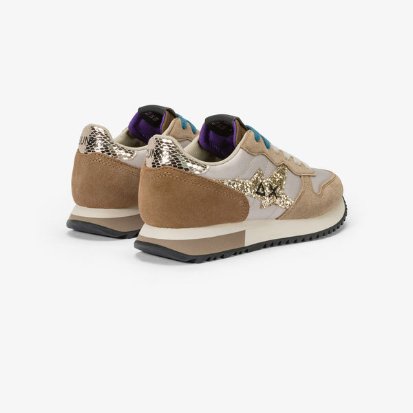 SUN68 Sneaker donna in nylon e suede beige