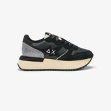 SUN68 Sneaker donna in pelle e suede nero