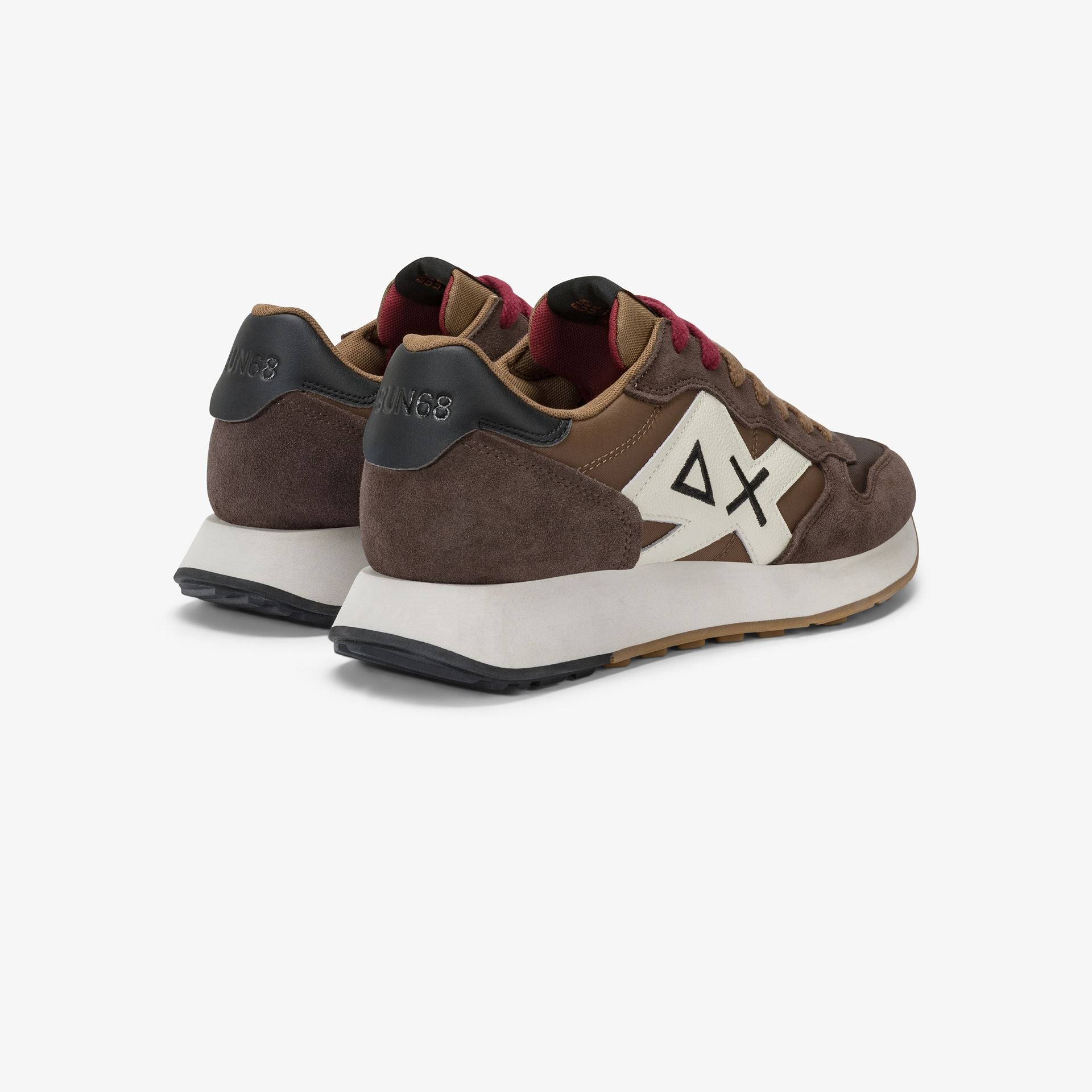 SUN68 Sneaker uomo nylon suede con logo grande marrone