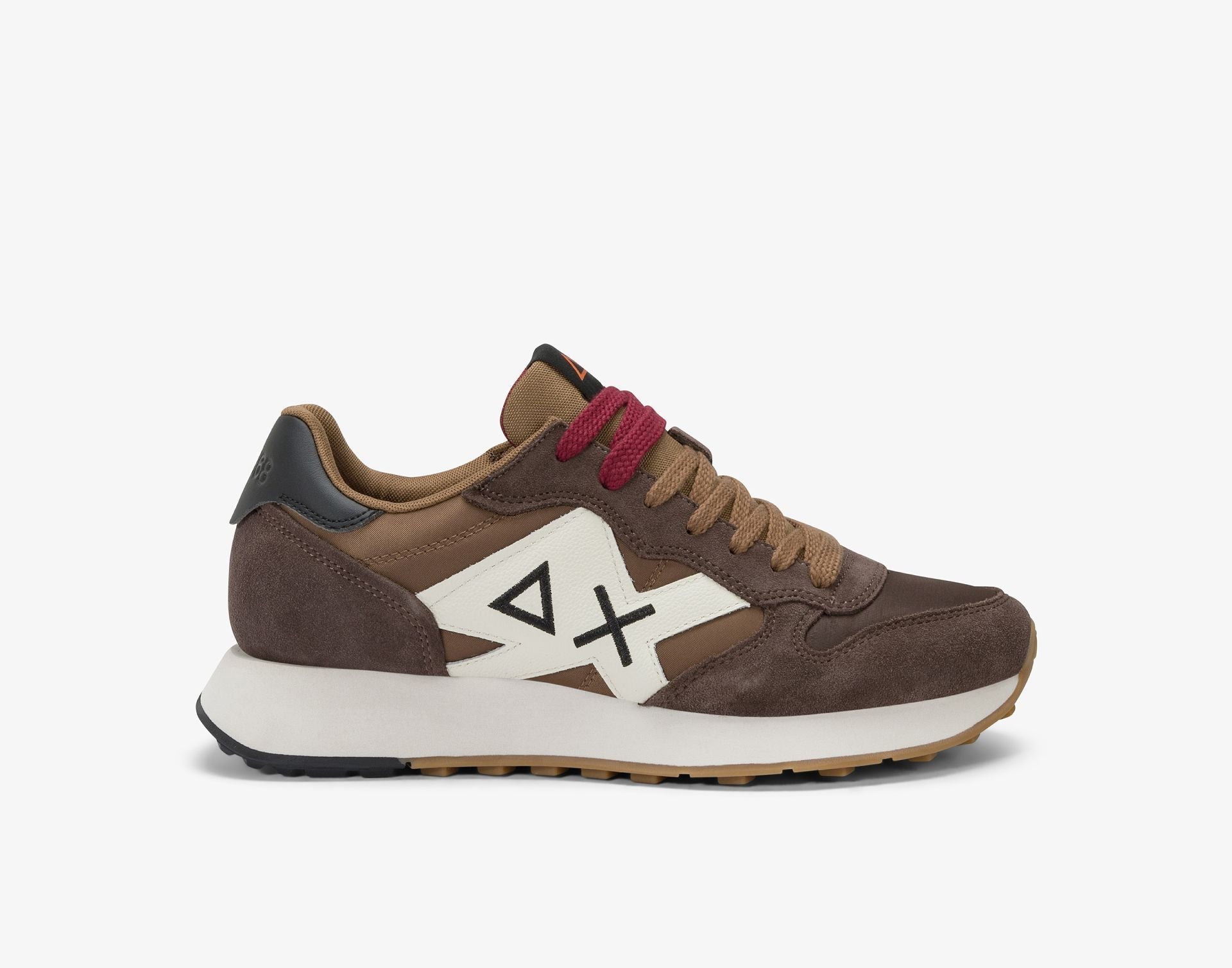 SUN68 Sneaker uomo nylon suede con logo grande marrone