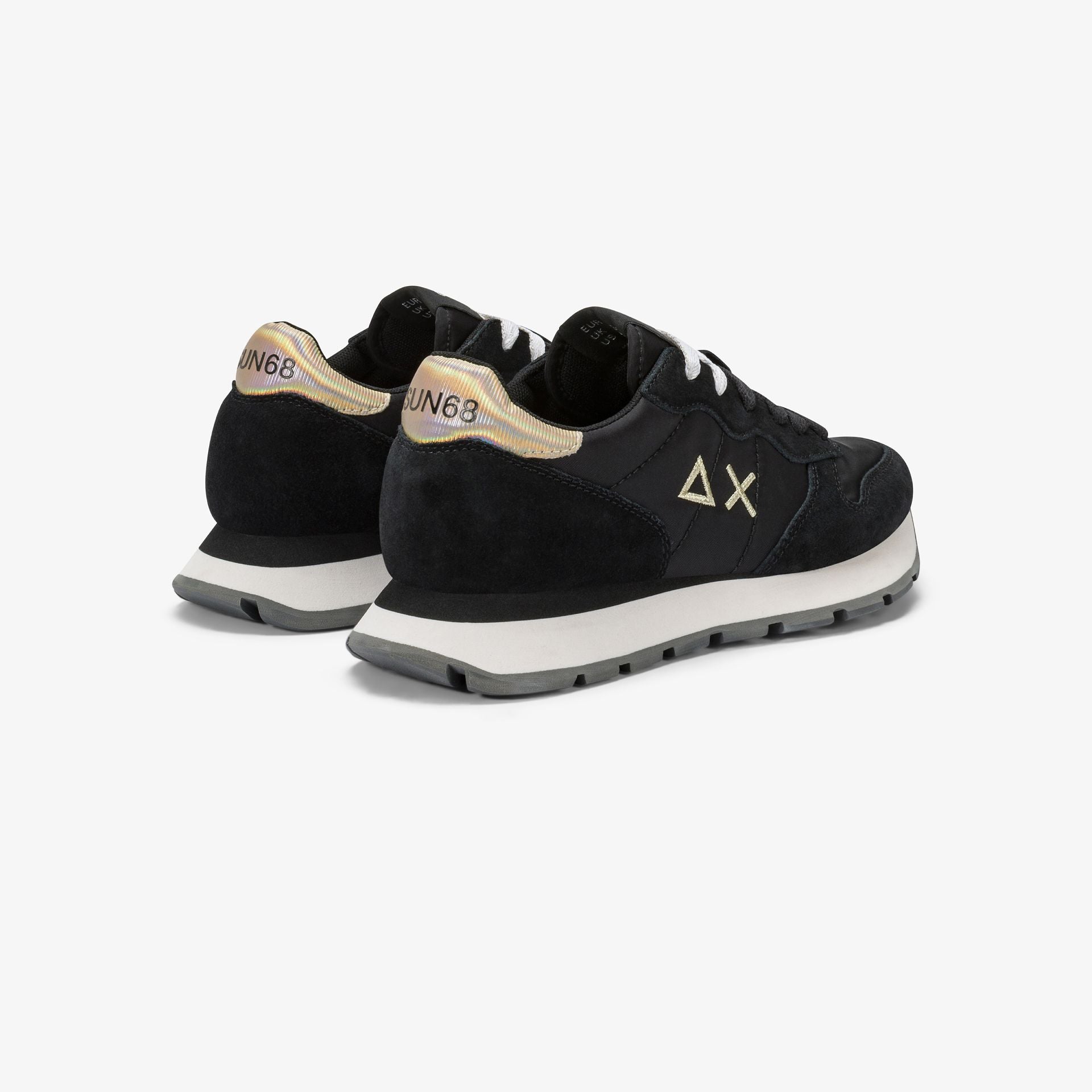 SUN68 Sneaker Ally Gold Silver in nylon e suede nero