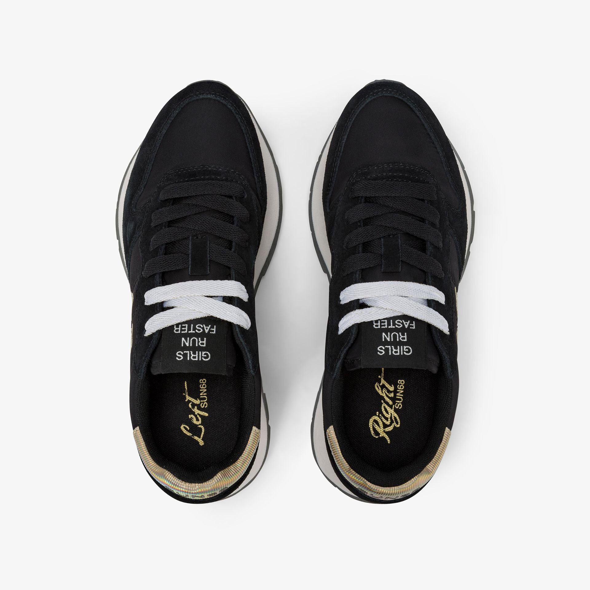 SUN68 Sneaker Ally Gold Silver in nylon e suede nero