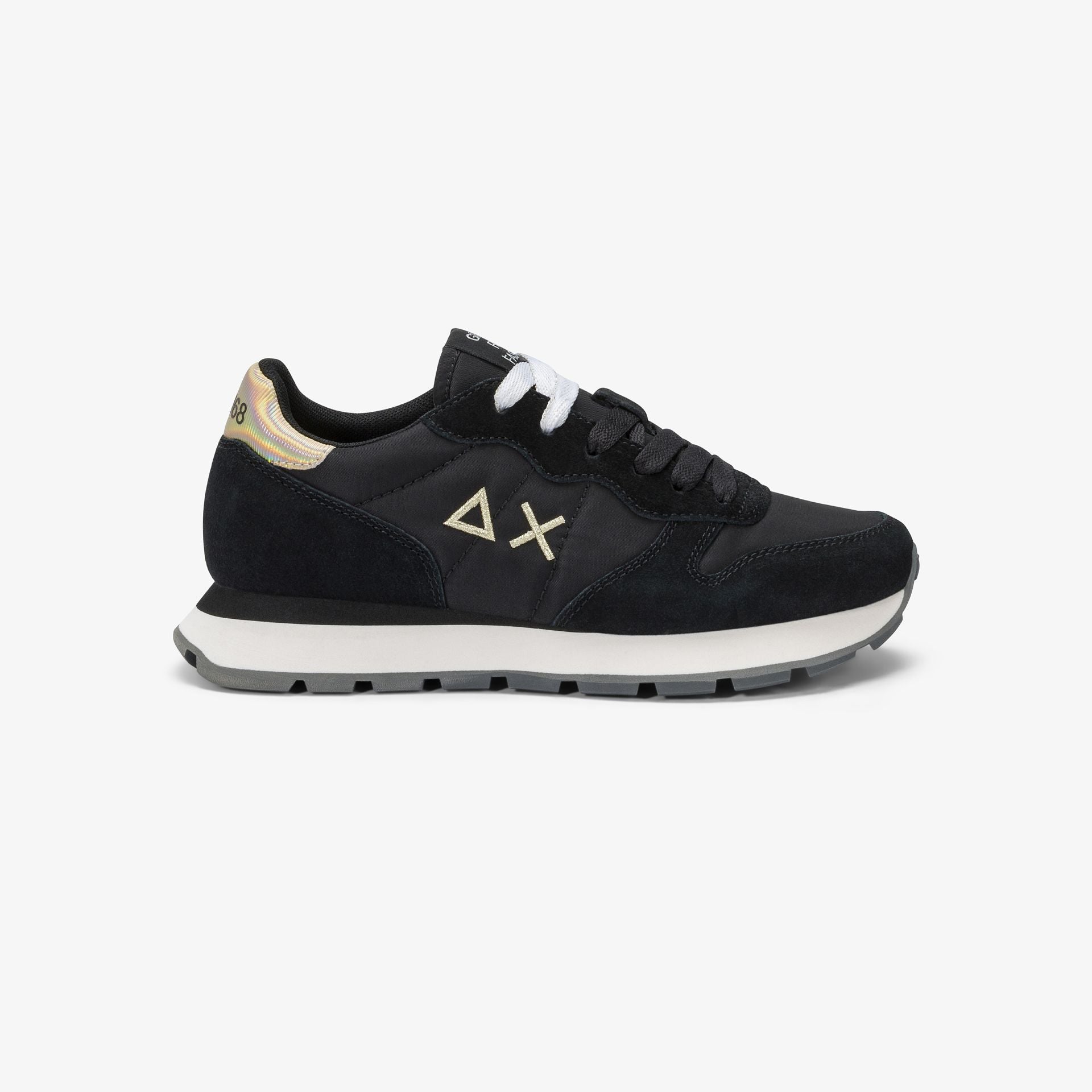 SUN68 Sneaker Ally Gold Silver in nylon e suede nero