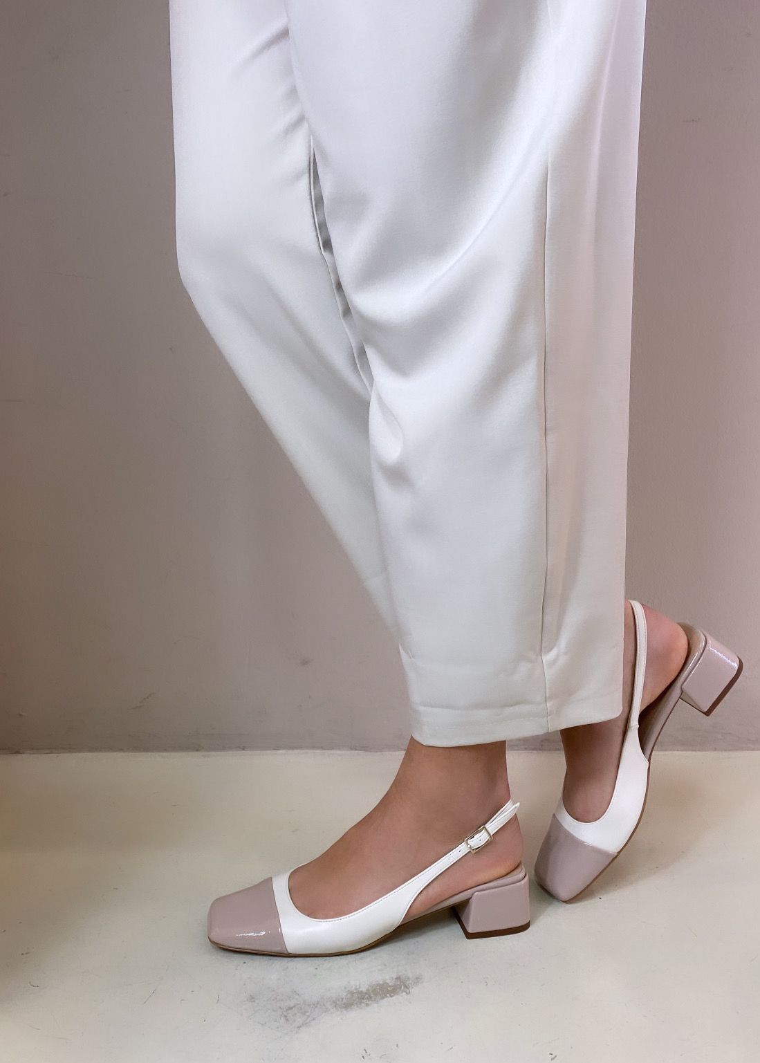 Bottega Lotti Slingback con Tacco 4 cm Colore Burro/Nude