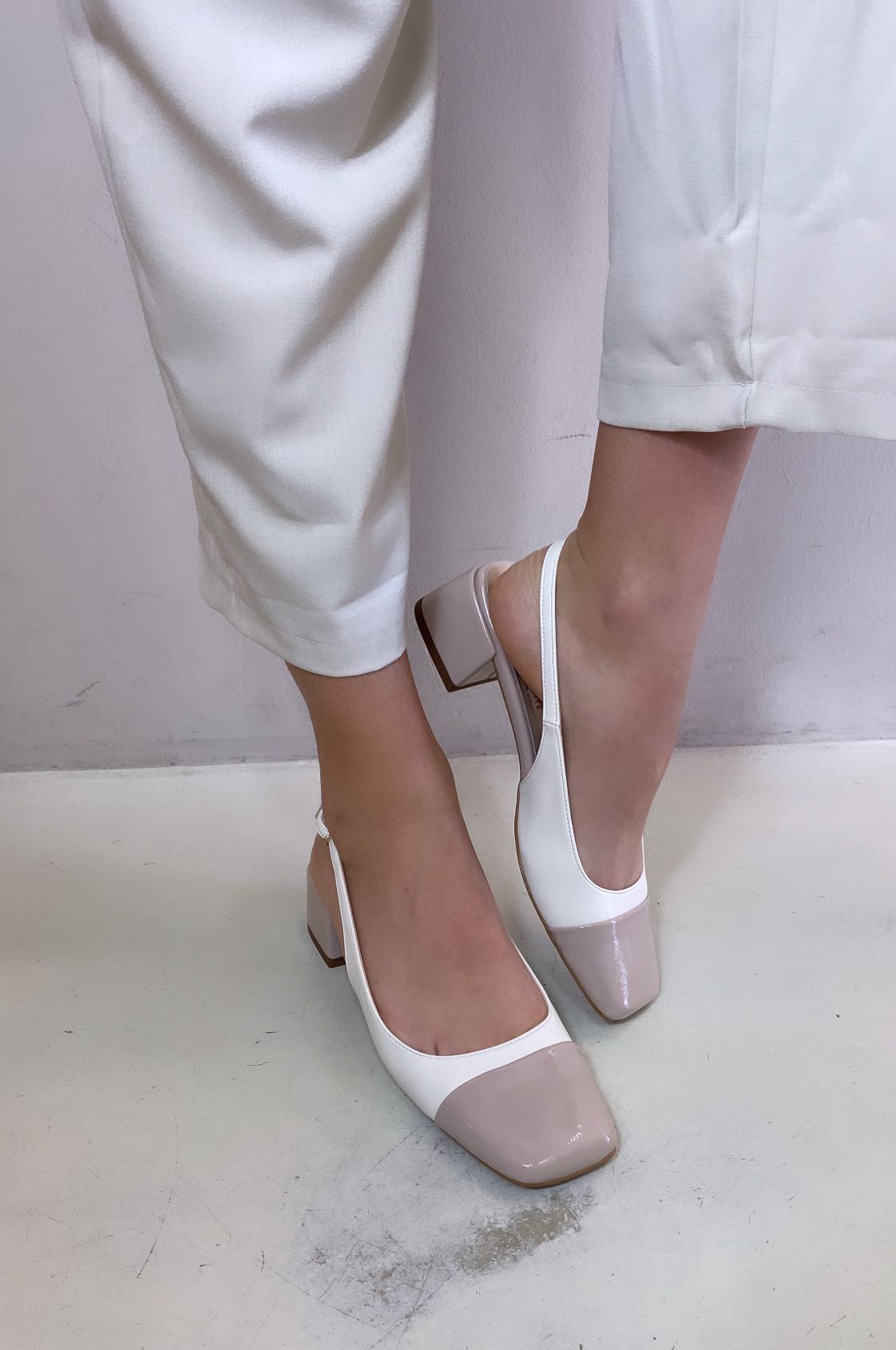 Bottega Lotti Slingback con Tacco 4 cm Colore Burro/Nude