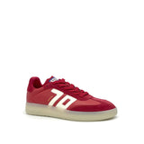 Back 70 Sneaker donna in pelle rosso con toppone e linguetta in suede