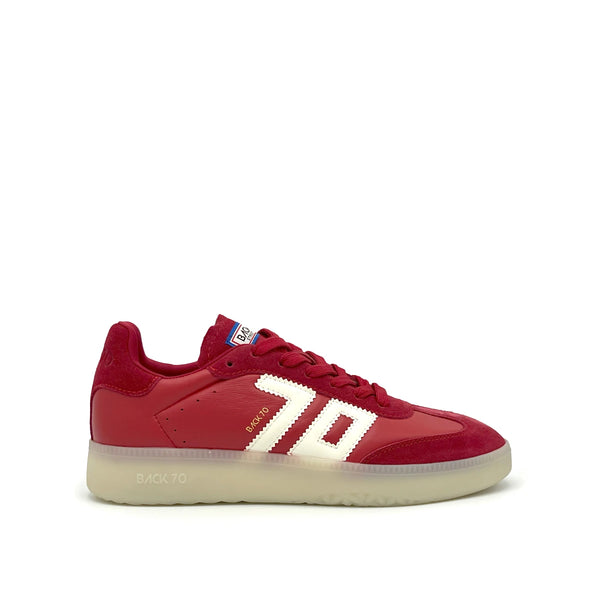 Back 70 Sneaker donna in pelle rosso con toppone e linguetta in suede