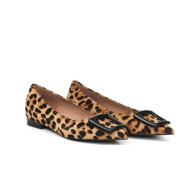 BIBI LOU Ballerina donna in cavallino animalier con accessorio nero