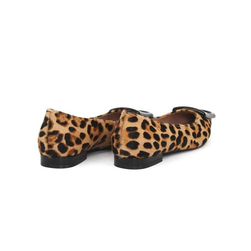 BIBI LOU Ballerina donna in cavallino animalier con accessorio nero