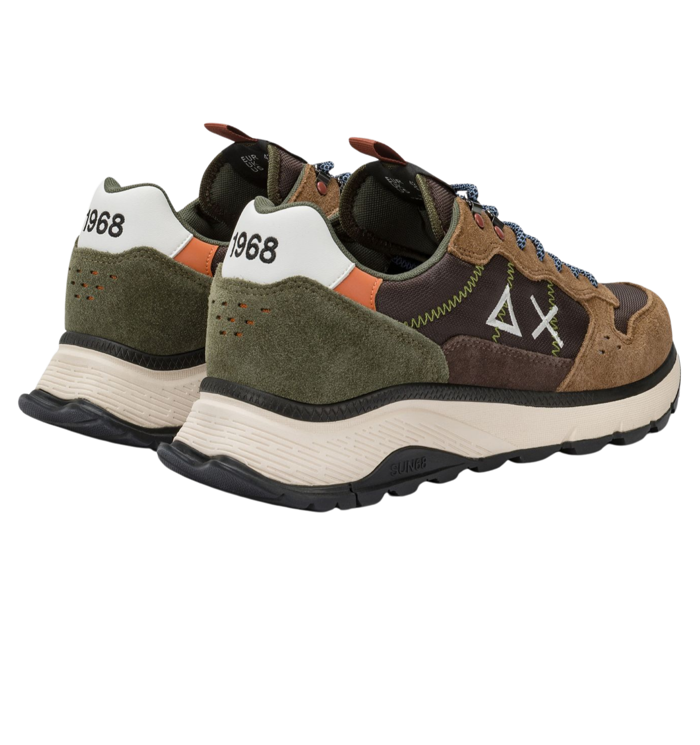 SUN68 Sneakers uomo in suede e tela marrone