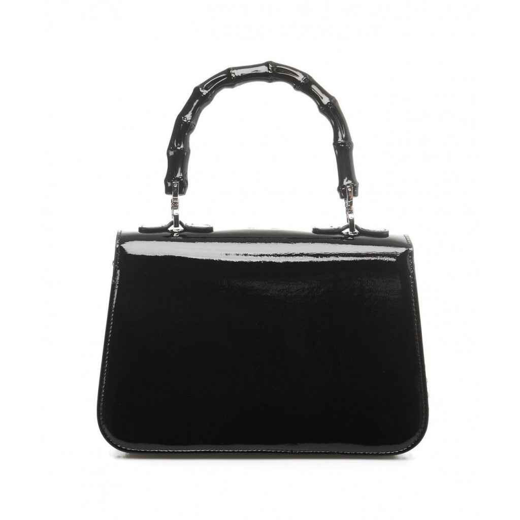 La Carrie Borsa a mano nero Manico bamboo borchie silver