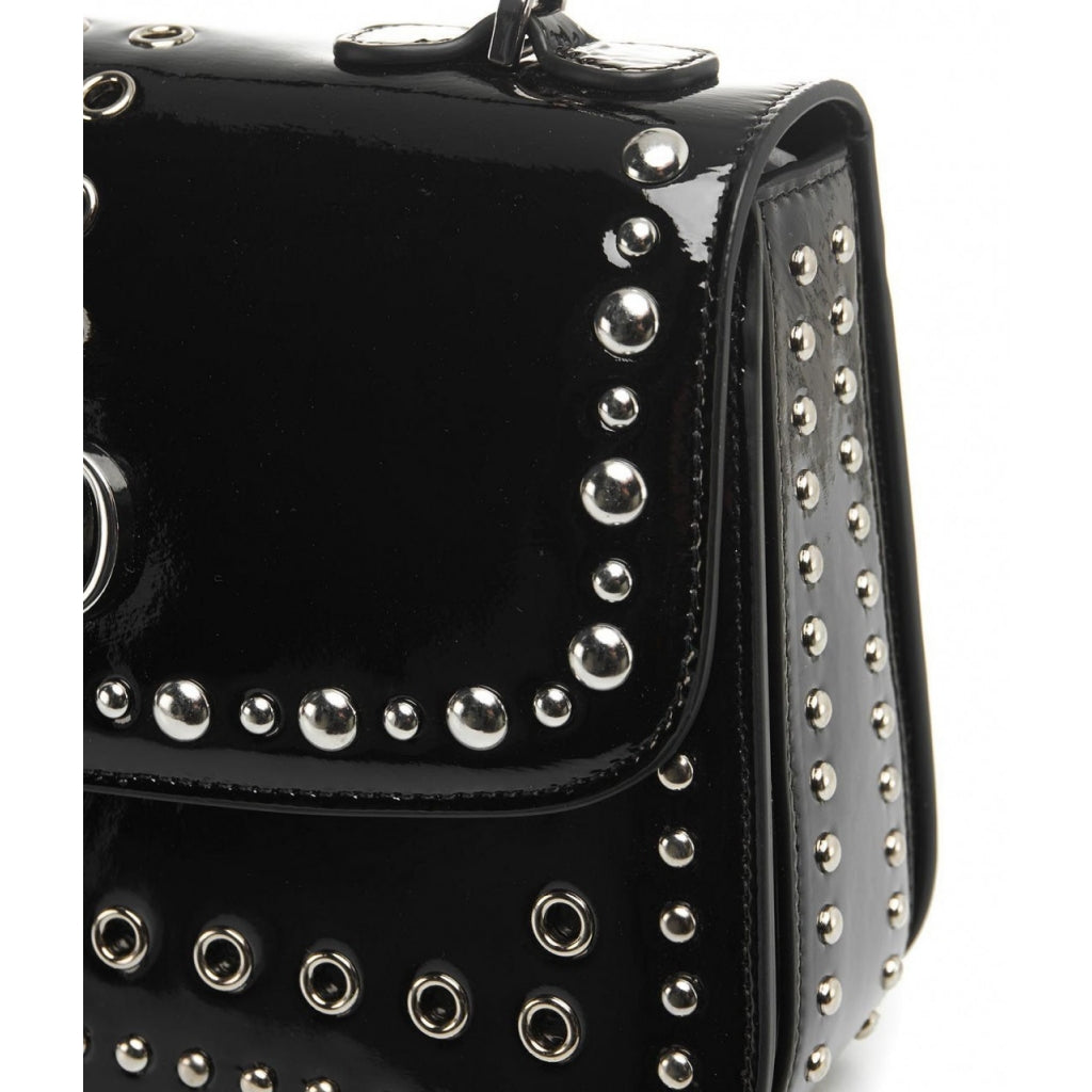 La Carrie Borsa a mano nero Manico bamboo borchie silver