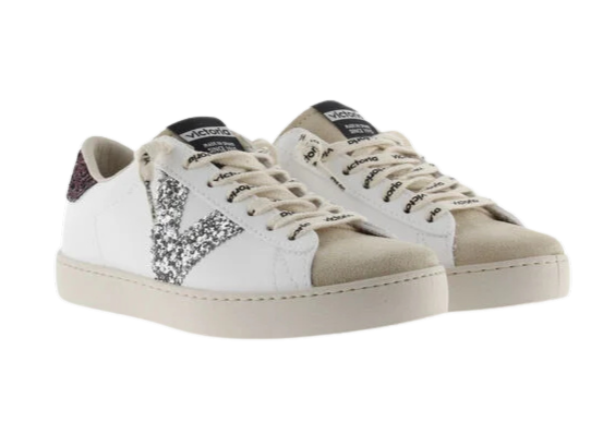 VICTORIA Sneaker donna in eco pelle e suede bianco