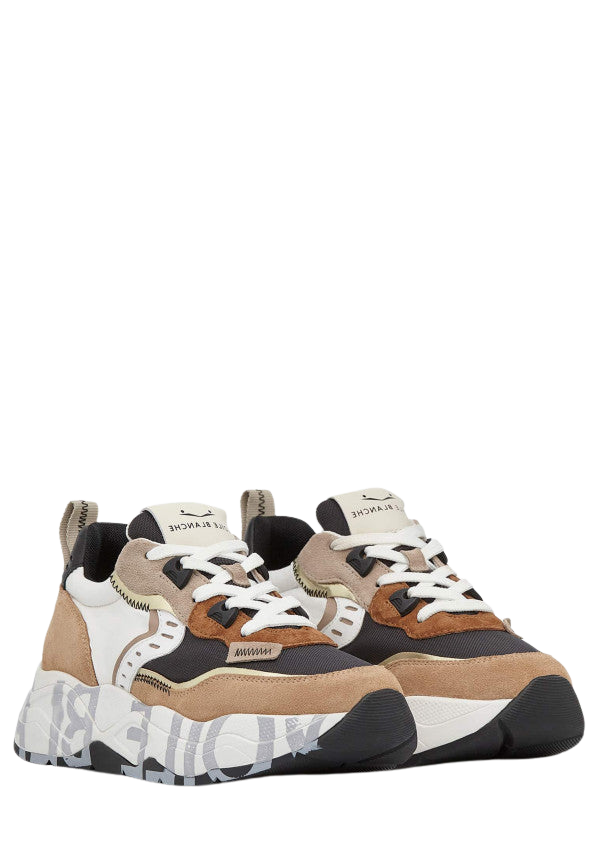 VOILE BLANCHE Sneaker donna suede fabric nylon dettagli pelle marroni