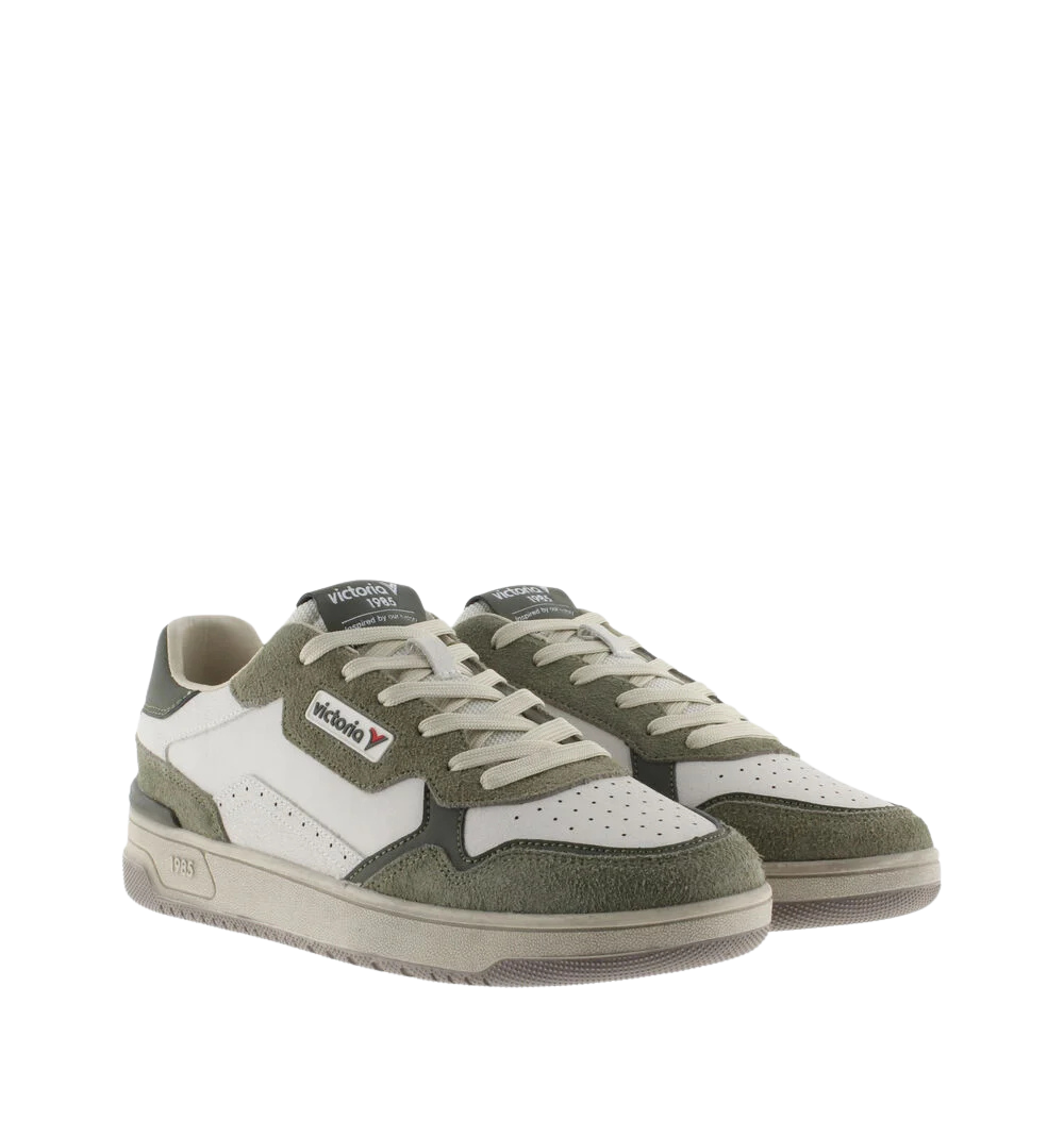 VICTORIA Sneaker uomo modello tennis materiali suede pella crack kaki