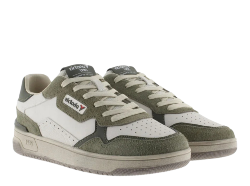 VICTORIA Sneaker uomo modello tennis materiali suede pella crack kaki