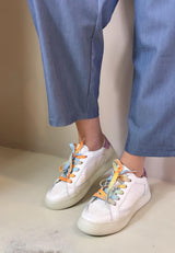 Monoway Sneaker Donna con Toppone Lilla in Pelle Bianca.