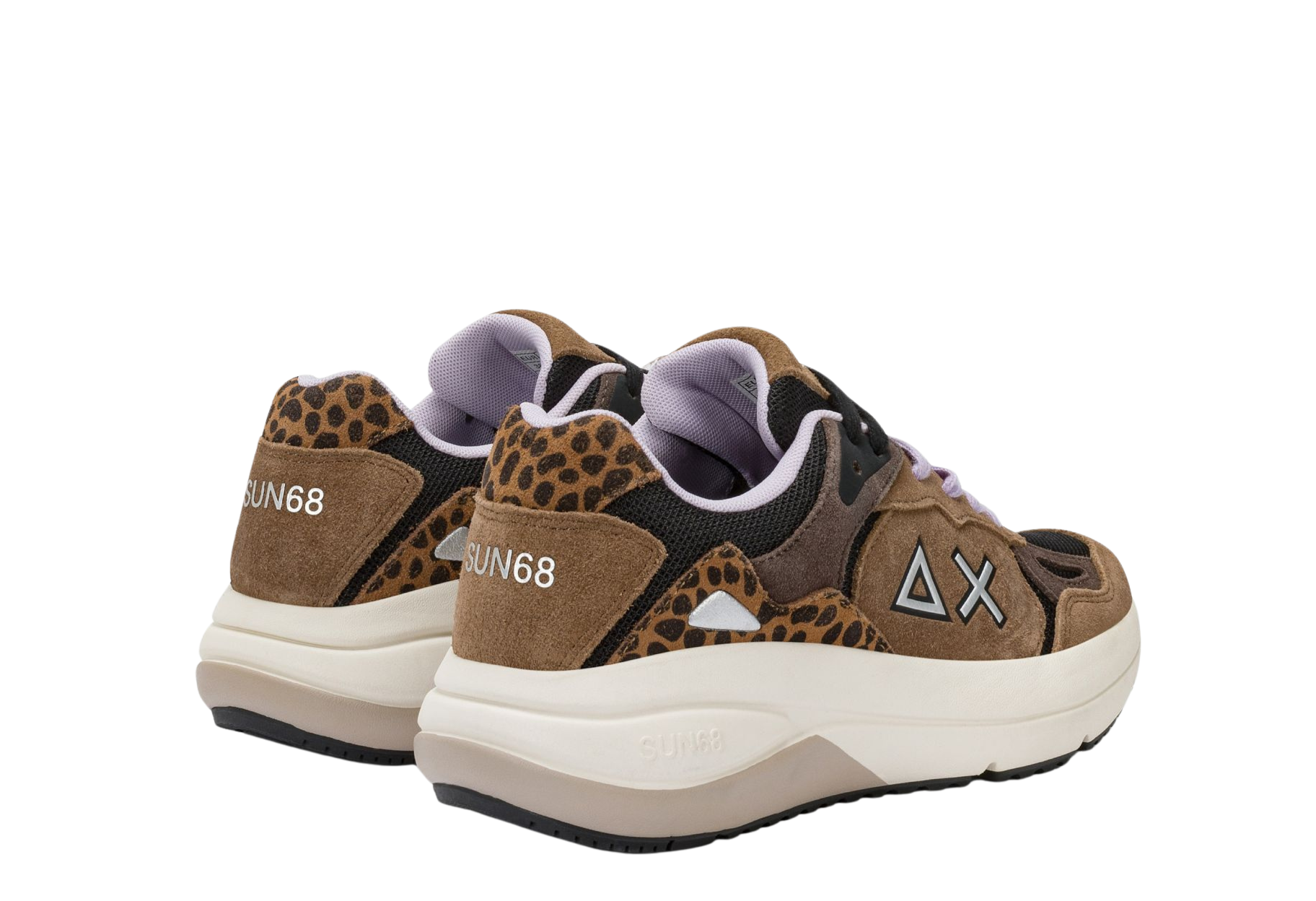 SUN68 Sneaker donna in suede e tela con lacci a contrasto volpe