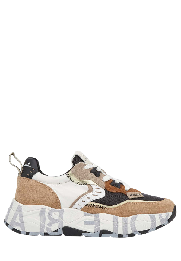 VOILE BLANCHE Sneaker donna suede fabric nylon dettagli pelle marroni