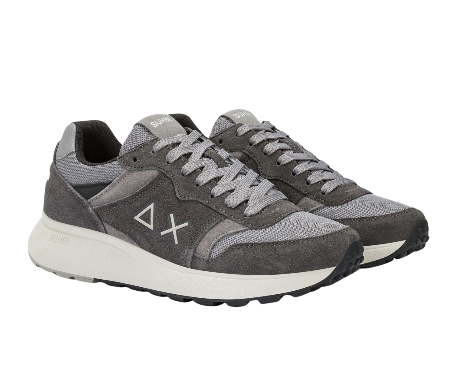 SUN68 Sneakers uomo in suede e mesh grigio