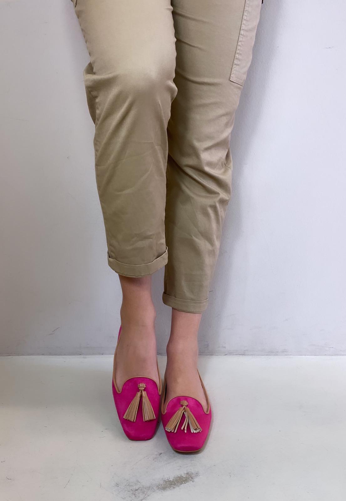 Bottega Lotti Slipper Fucsia con Nappine Beige