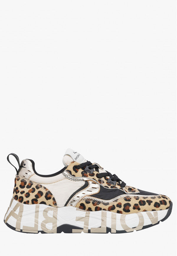 VOILE BLANCHE Sneaker donna dettagli platino e leopardo