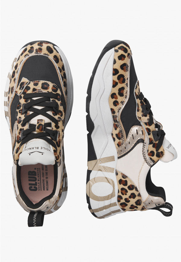VOILE BLANCHE Sneaker donna dettagli platino e leopardo