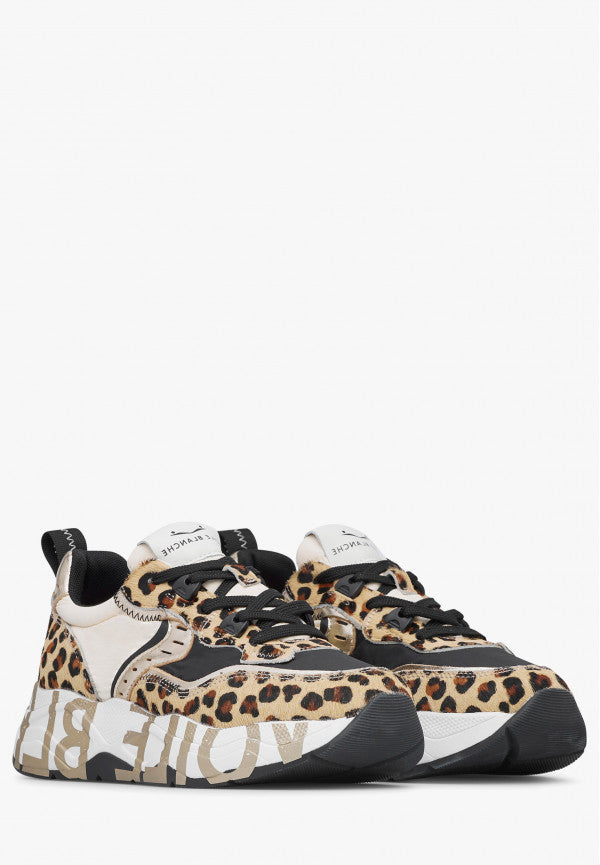 VOILE BLANCHE Sneaker donna dettagli platino e leopardo