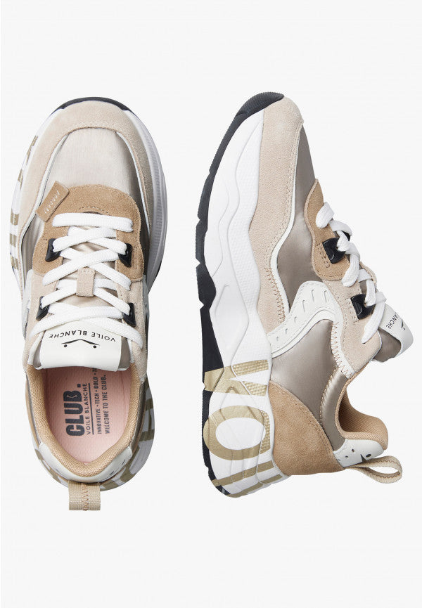 VOILE BLANCHE Sneaker donna nylon e dettagli pelle beige