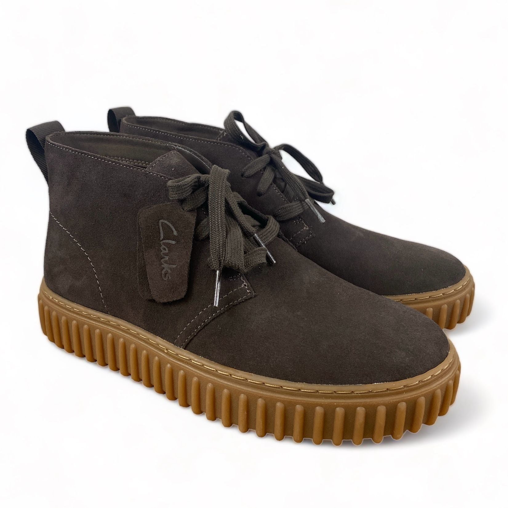 Clarks Polacchina Uomo Torhill Hi in pelle scamosciata marrone scuro