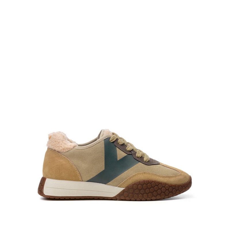 Kehnoo Sneaker donna in suede beige e sabbia