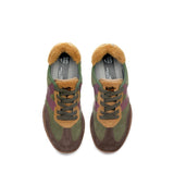 Kehnoo Sneaker donna in suede taupe e verde militare