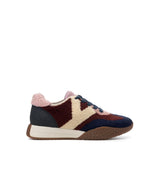 Kehnoo Sneaker donna in materiale floccato blu e bordeaux