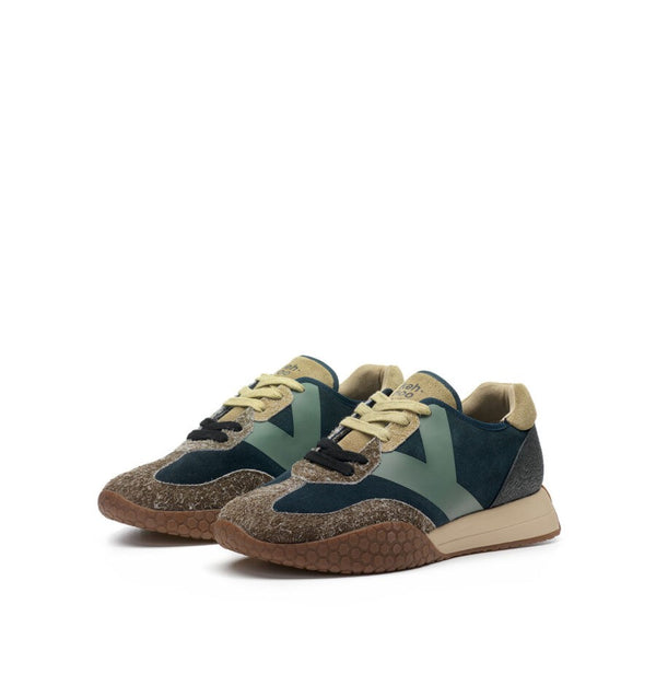 Kehnoo Sneaker uomo camoscio sfilato taupe e blu scuro