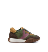 Kehnoo Sneaker donna in suede taupe e verde militare