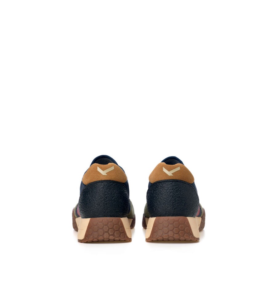 Kehnoo Sneaker uomo in nylon dark navy e suede verde militare