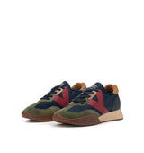 Kehnoo Sneaker uomo in nylon dark navy e suede verde militare