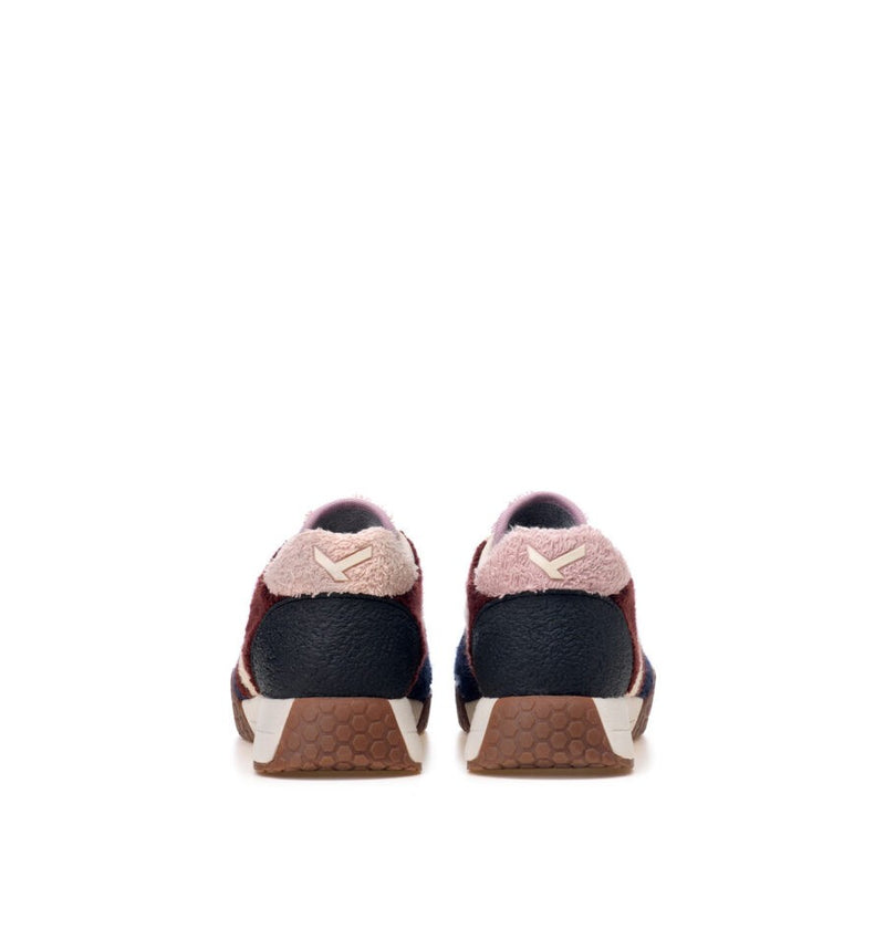 Kehnoo Sneaker donna in materiale floccato blu e bordeaux