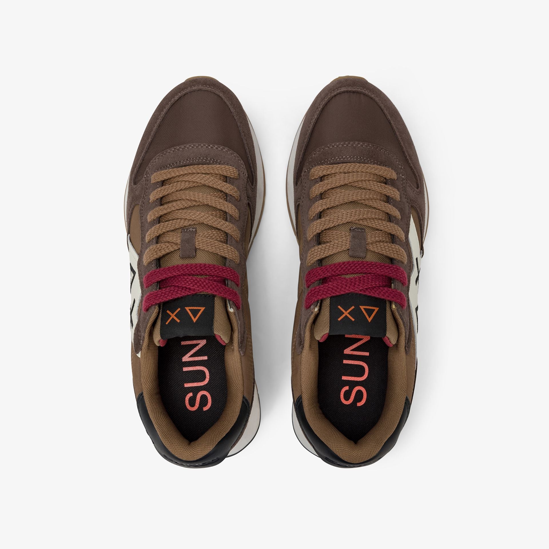 SUN68 Sneaker uomo nylon suede con logo grande marrone